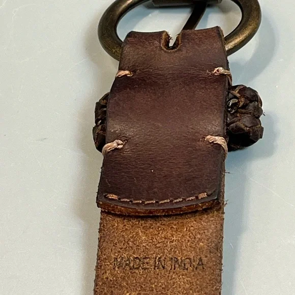 Frye Dark Brown Leather Belt D Ring Brass Buckle Rodeo Belt Size Small 28-34 - Picture 8 of 12